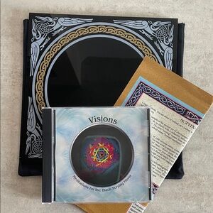 Black Scrying Mirror kit set with meditation CD witchy pagan divination